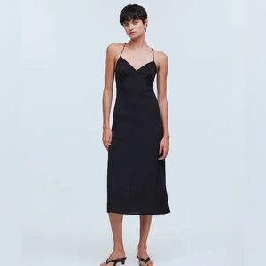 NWT MADEWELL The Layton Midi Slip Dress Black size 00